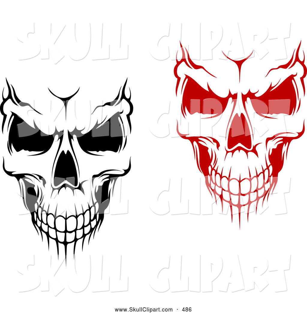 Evil Skull Clip Art Black and White