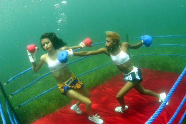 Female Boxing Underwater Female Boxing Underwater