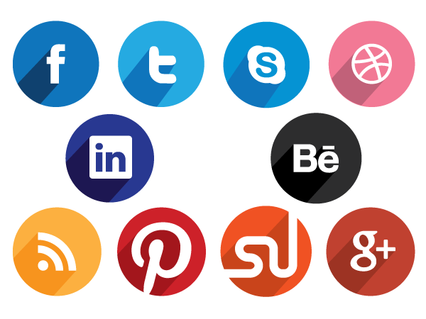Flat Round Social Media Icons