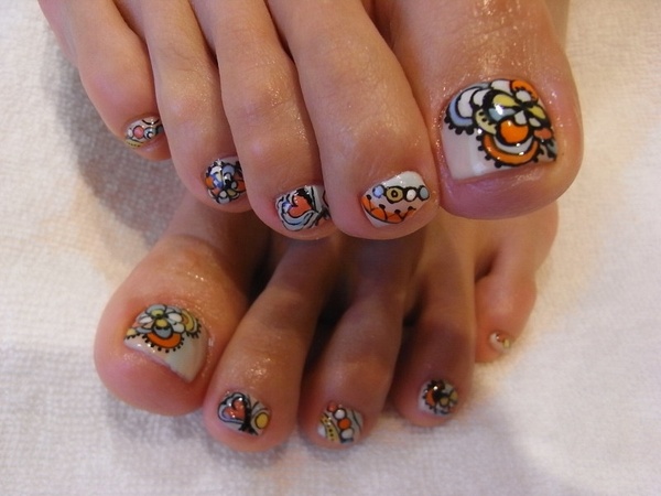 Flower Toe Nail Art Designs
