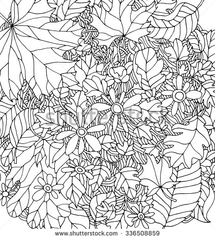 Forest Flowers and Leaves Coloring Pages