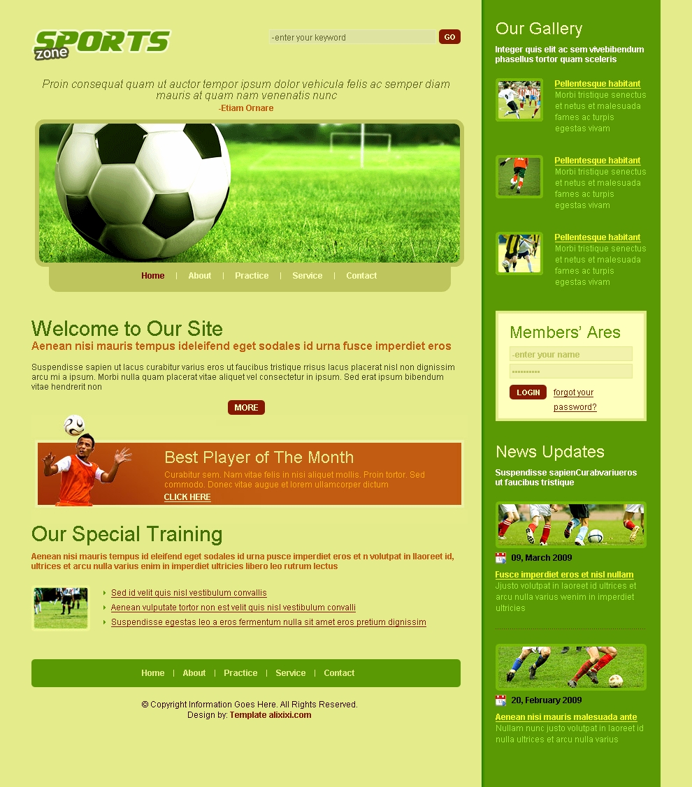 Free Football Website Template