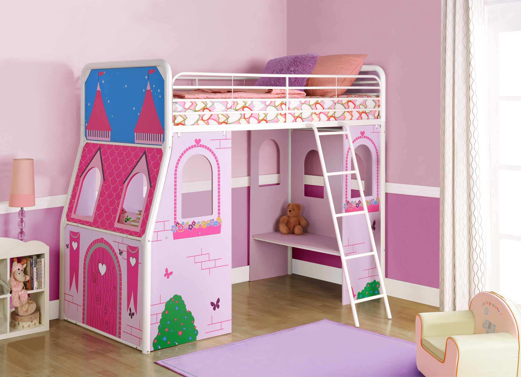 Girls Princess Castle Loft Bed