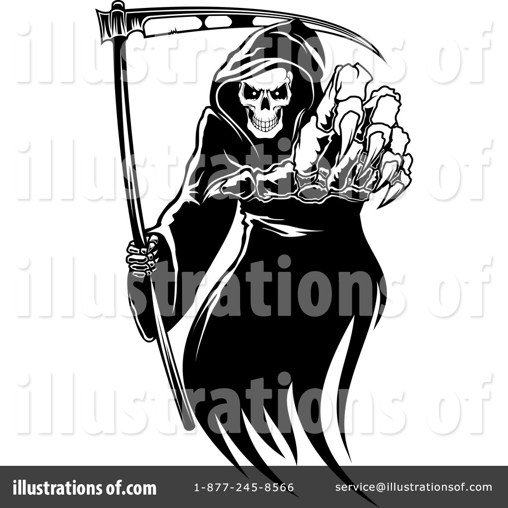 Grim Reaper Black and White Clip Art
