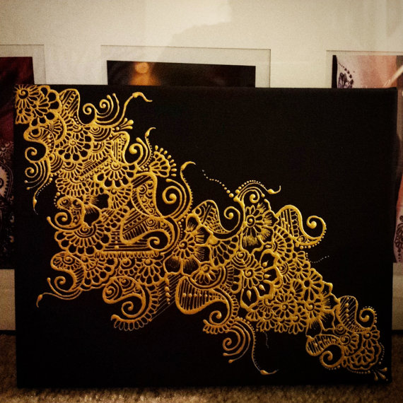 Henna Design On Canvas Painting Ideas