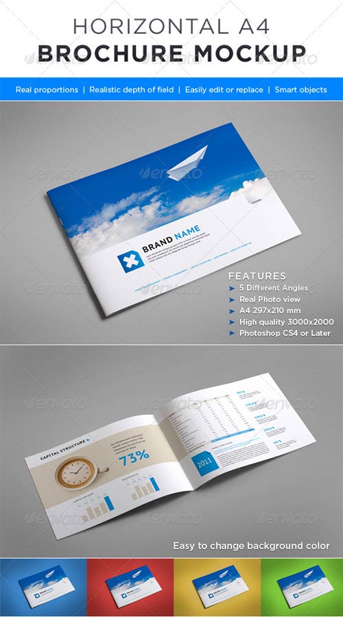 Horizontal Brochure Mockup Photoshop Action