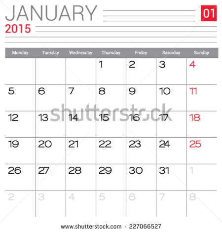 January 2015 Calendar Template Blank