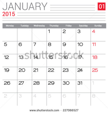 January 2015 Calendar Template Blank January 2015 Calendar Template Blank