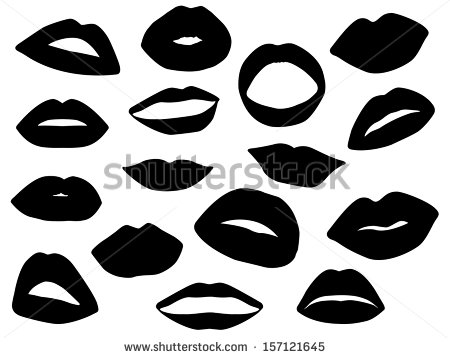 Lips Black and White Silhouette