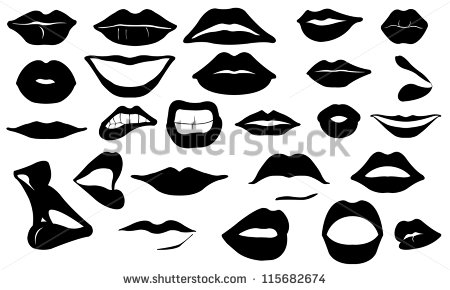 Lips Clip Art Black and White