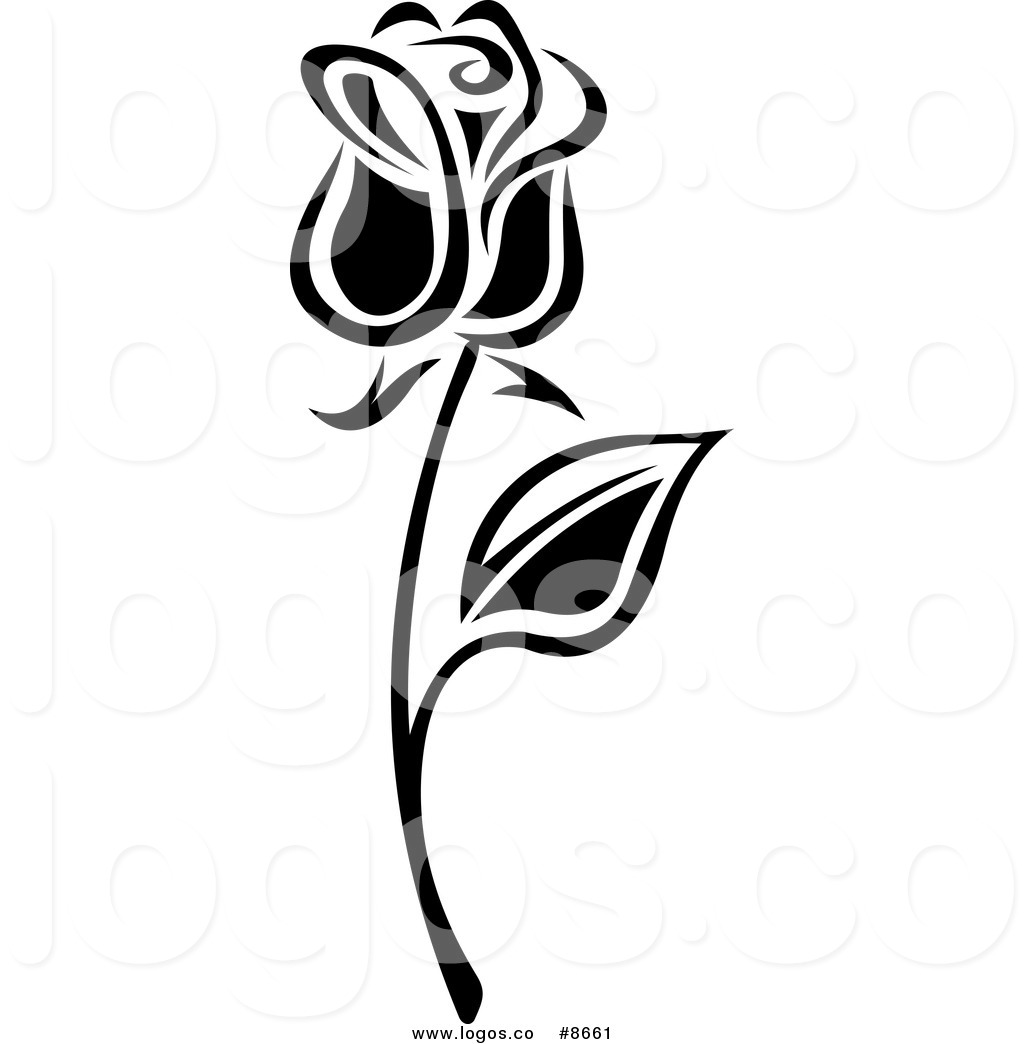 Long Stem Rose Clip Art Black and White