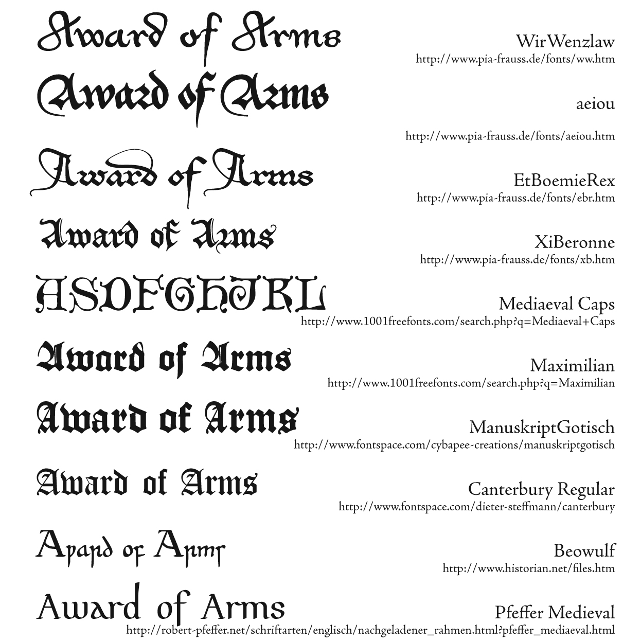 Medieval Calligraphy Fonts