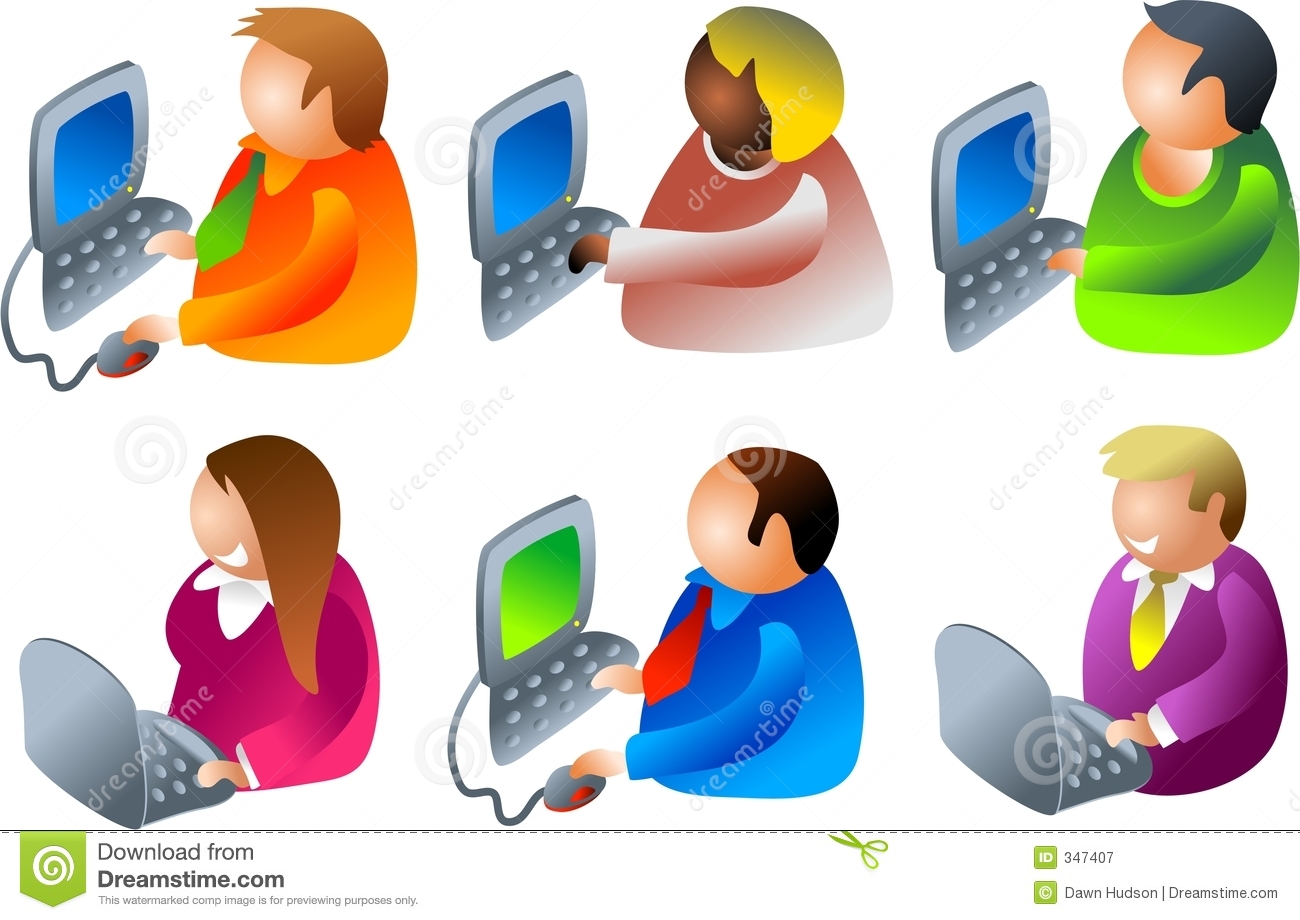 People Working On Computer Icons