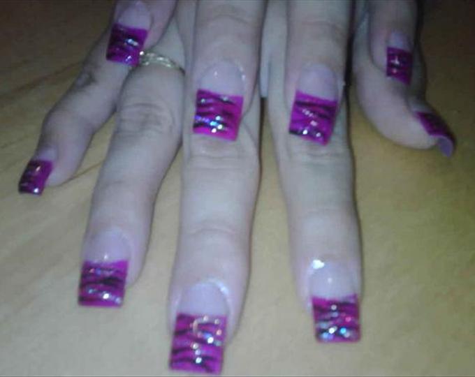 Purple Zebra Acrylic Nail Designs