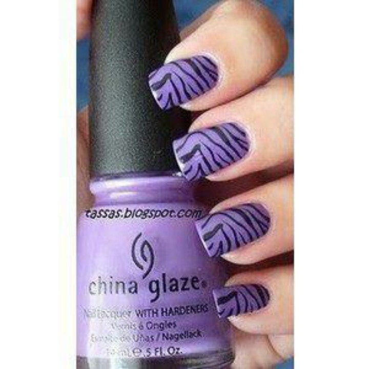 Purple Zebra Nail Art