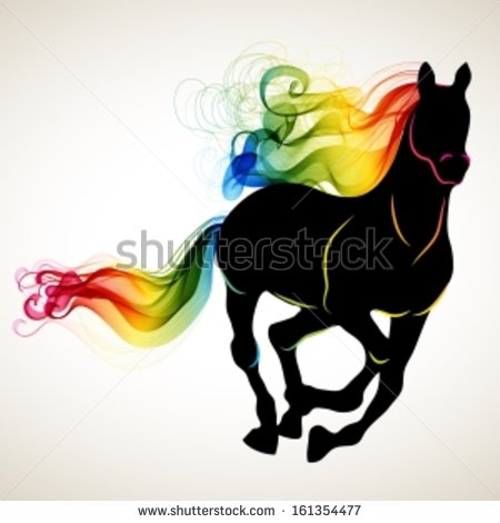 Rainbow Running Horse Silhouette
