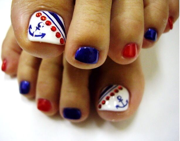 Sailor Toe Nail Design