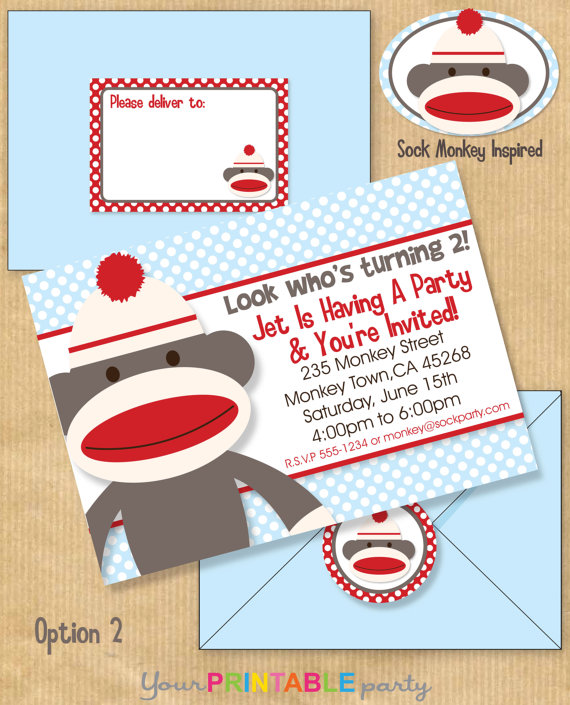 Sock Monkey Birthday Templates