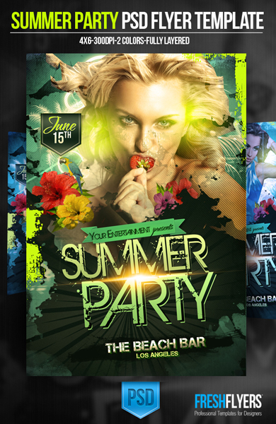 Summer Party Flyer PSD Template