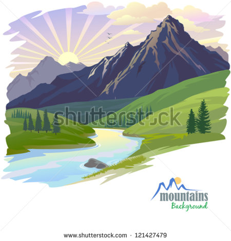 Sunrise Mountains Vector