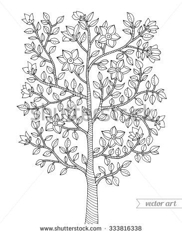 Tree and Flower Coloring Pages for Adults