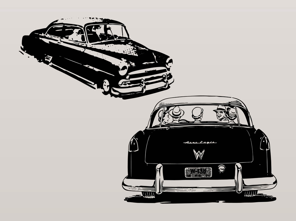 Vintage Cars Vector Art Free