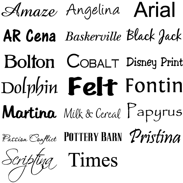 Vinyl Lettering Fonts