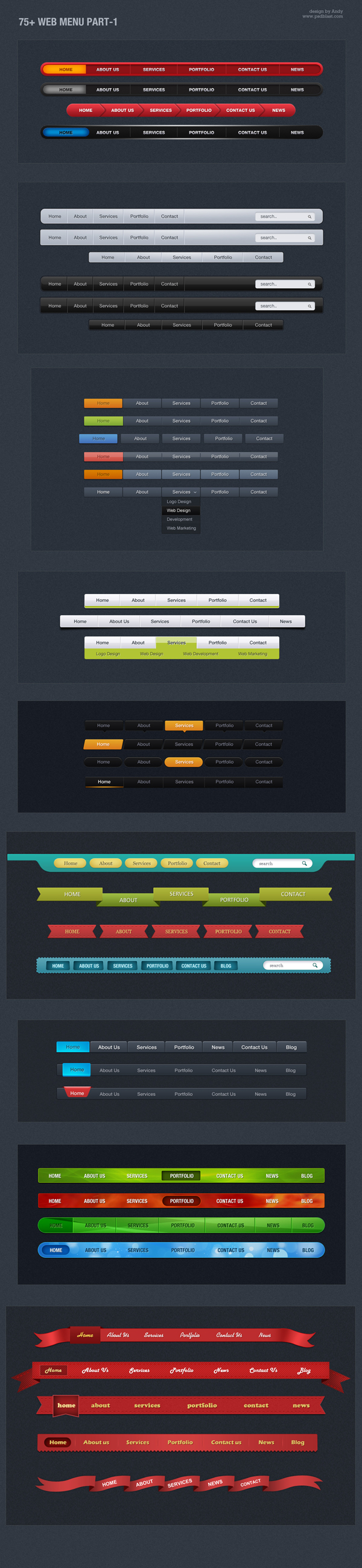 Web Menu PSD