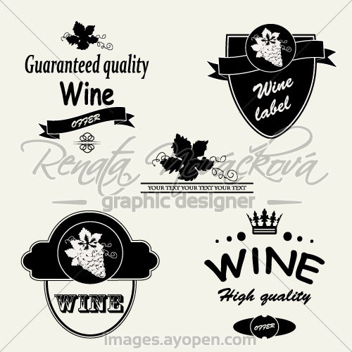 Wine Label Vector Silhouettes