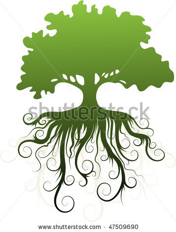 Abstract Tree with Roots Silhouette