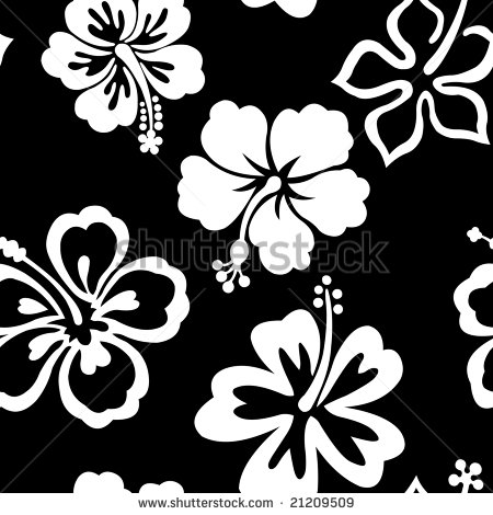 Black and White Hibiscus Pattern