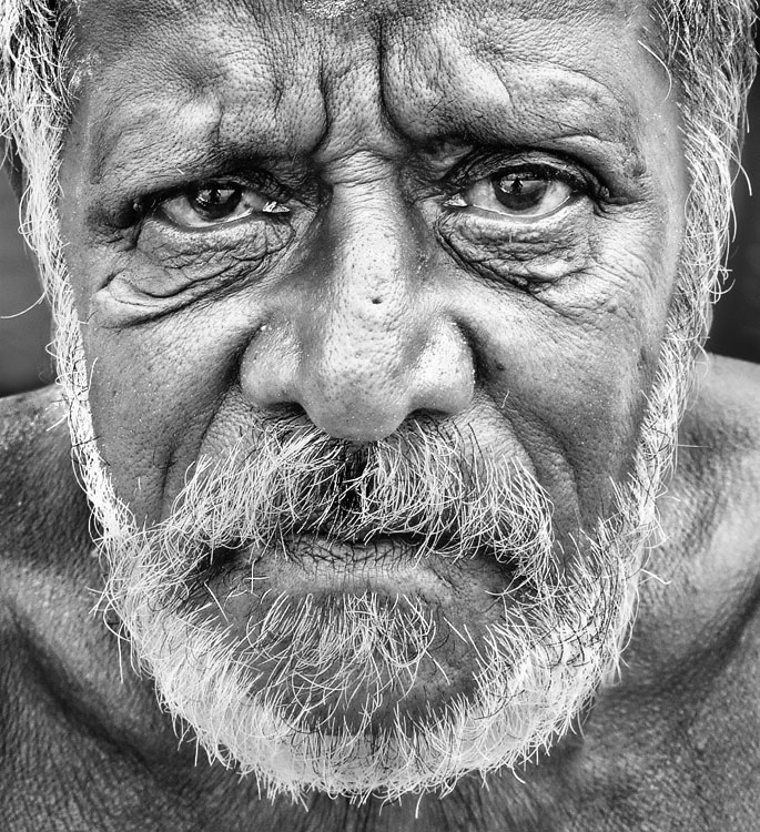 Black and White Old Man Face