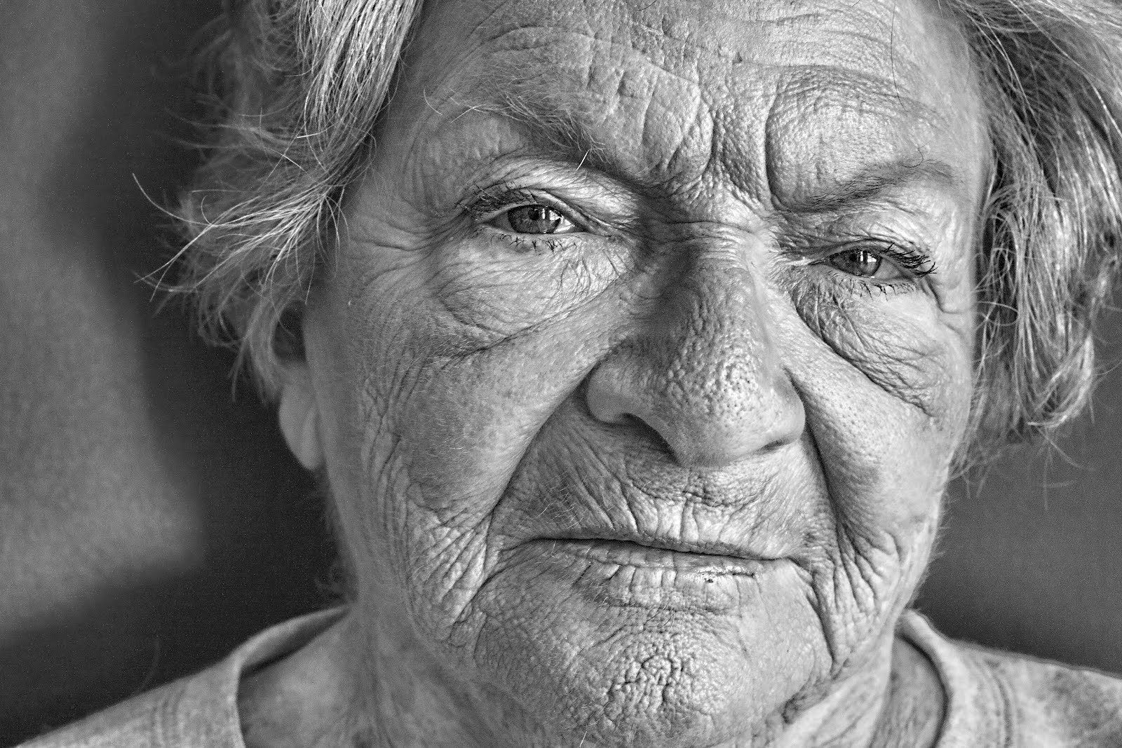 Black and White Old Woman