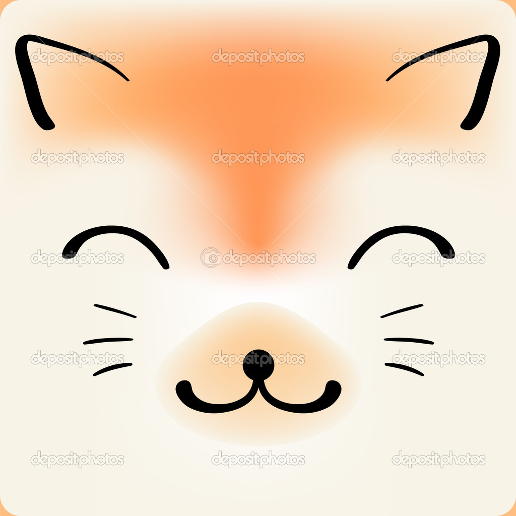 Cute Cartoon Cat Face