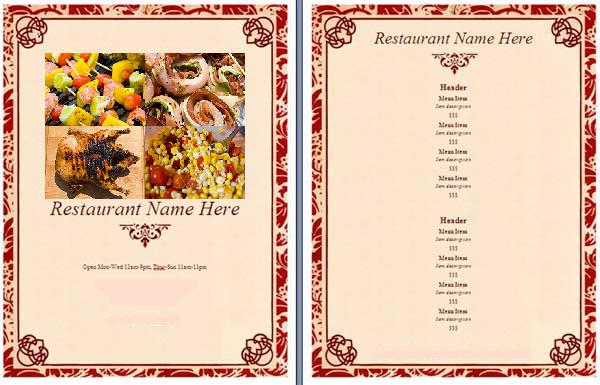 Fancy Restaurant Menu Template