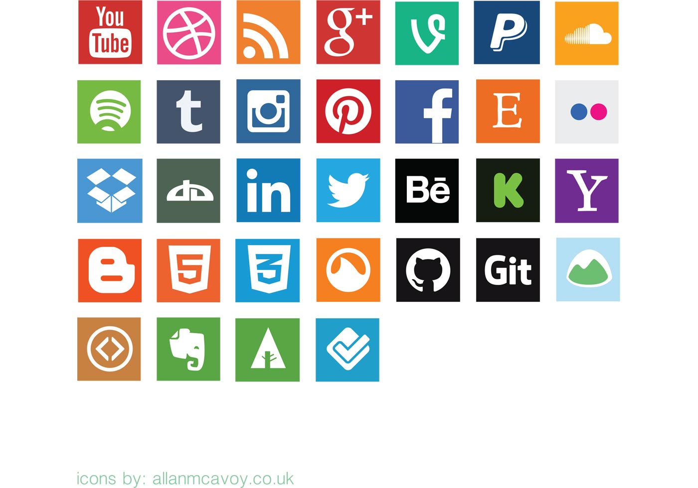 Flat Social Media Icons Vector Free