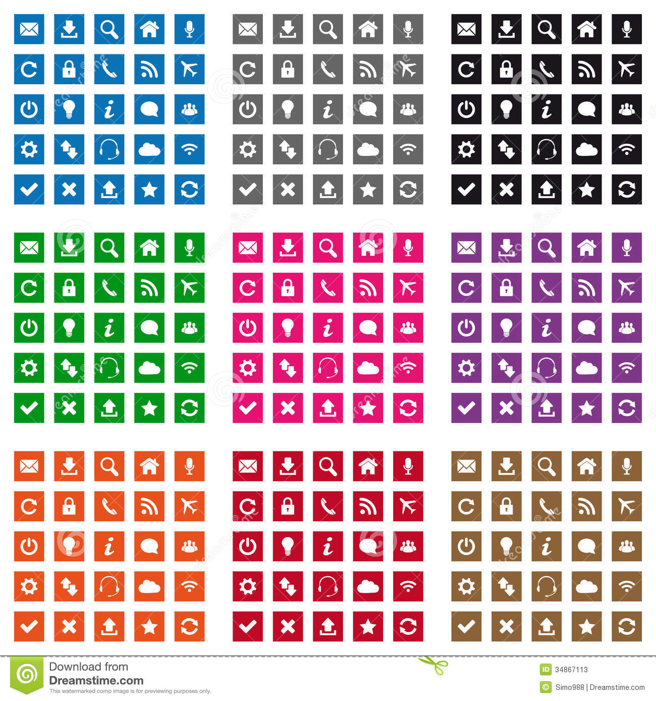 Flat Square Social Media Icons