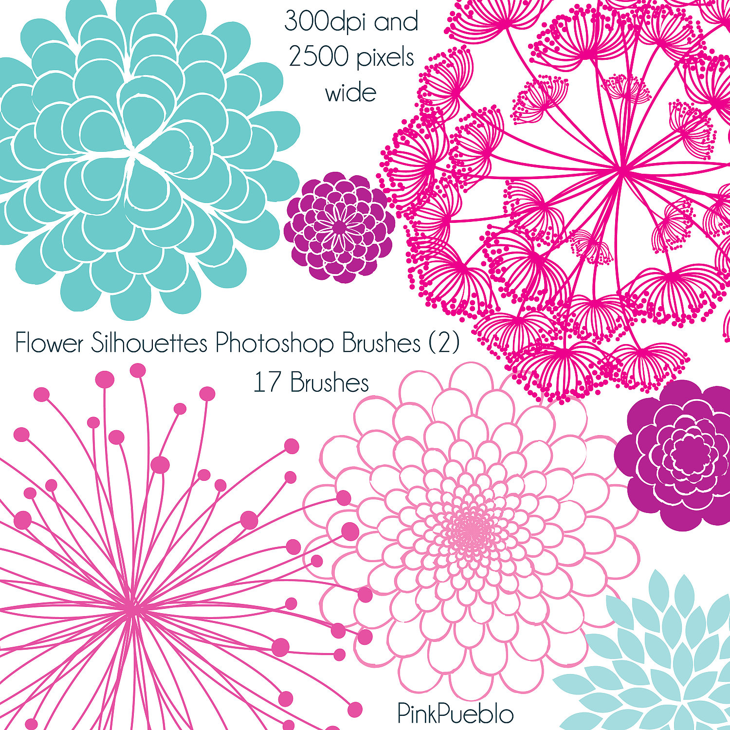 Flower Silhouettes Photoshop Brushes