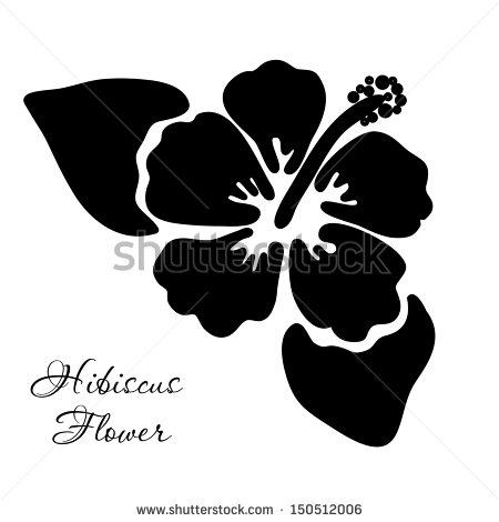Hibiscus Flower Clip Art Black and White