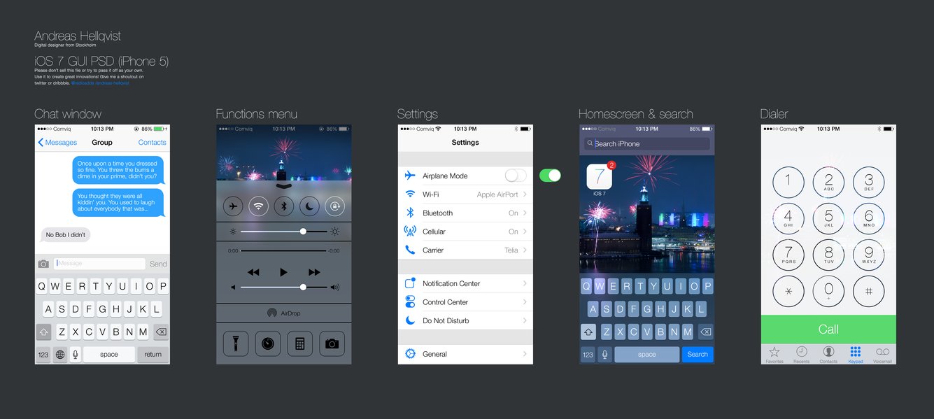 iOS 7 GUI PSD