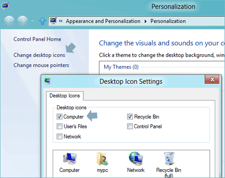 My Computer Icon On Desktop Windows 8