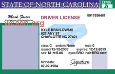 North Carolina Drivers License Template