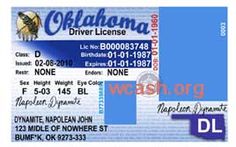 Oklahoma Driver License Template Photoshop