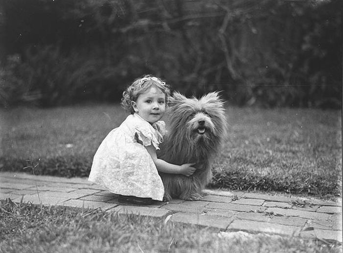 Old Black and White Photo Little Girl