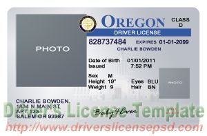 Oregon Driver License Template Photoshop