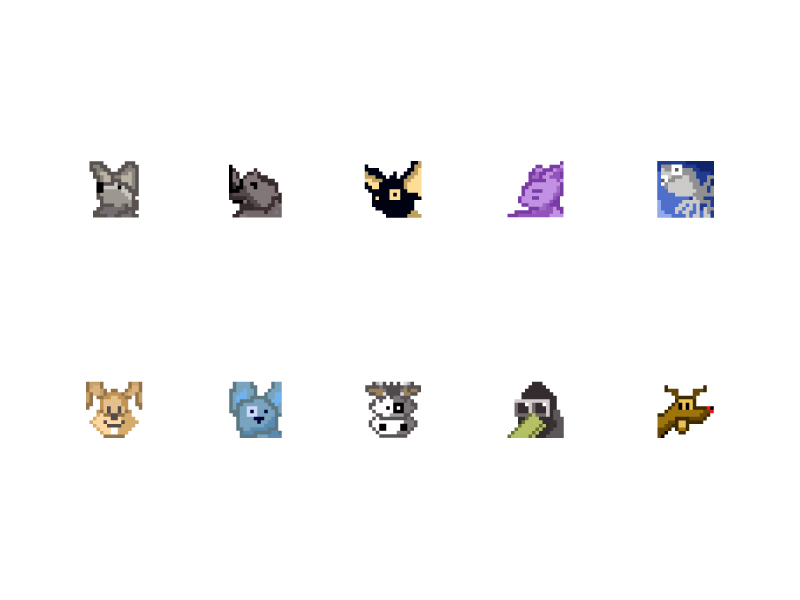 Pixel Art Grid Cute Animals