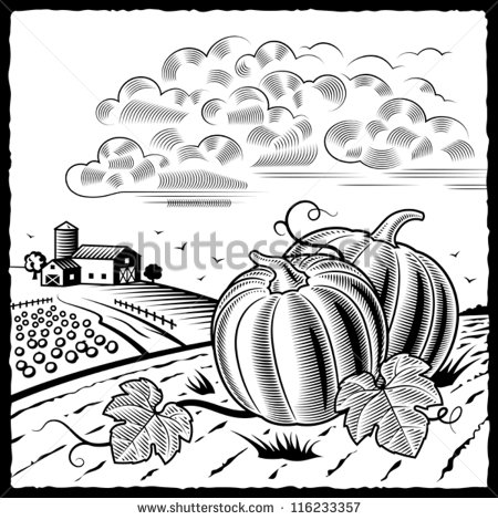 Pumpkin Farm Clip Art Black and White