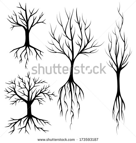 Simple Tree with Roots Silhouette