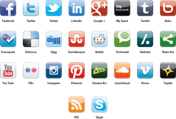 Social Media Icon List