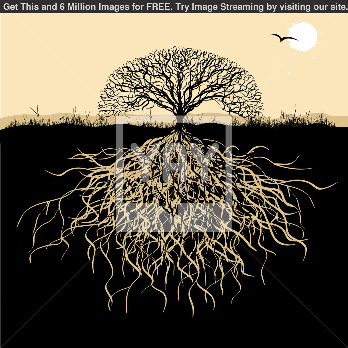 Tree with Roots Vector